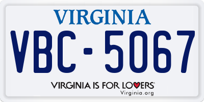 VA license plate VBC5067