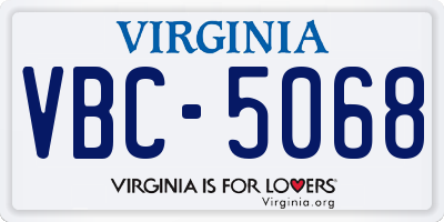 VA license plate VBC5068