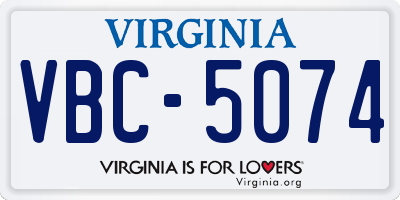 VA license plate VBC5074
