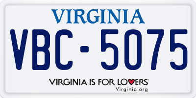 VA license plate VBC5075
