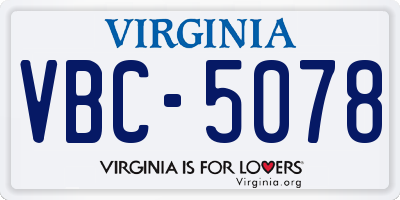 VA license plate VBC5078