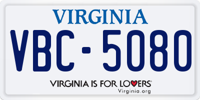 VA license plate VBC5080