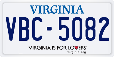 VA license plate VBC5082