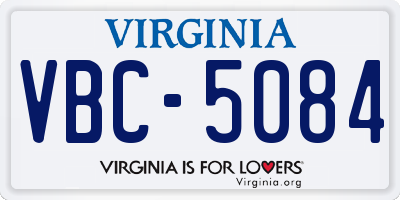 VA license plate VBC5084
