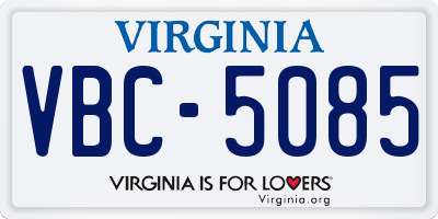 VA license plate VBC5085