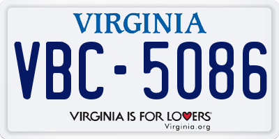VA license plate VBC5086