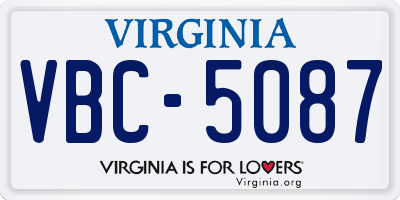 VA license plate VBC5087