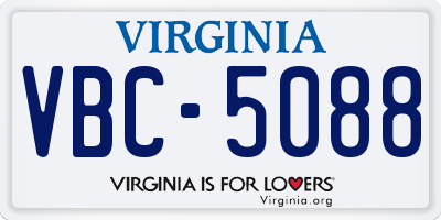 VA license plate VBC5088