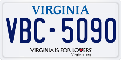 VA license plate VBC5090