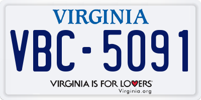 VA license plate VBC5091