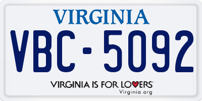 VA license plate VBC5092