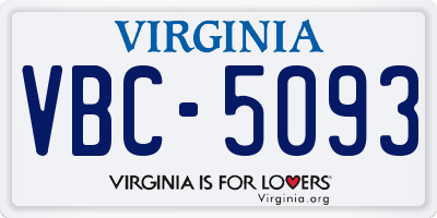 VA license plate VBC5093