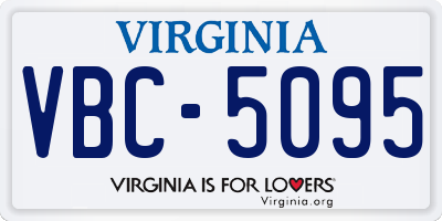 VA license plate VBC5095