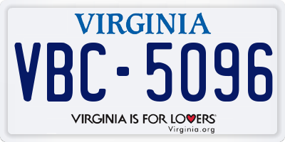 VA license plate VBC5096