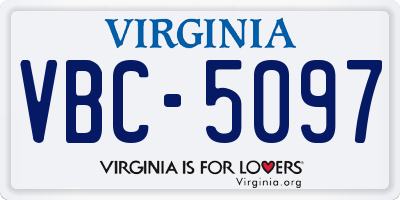 VA license plate VBC5097