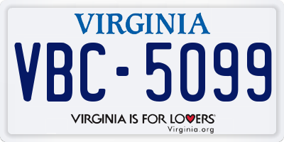 VA license plate VBC5099