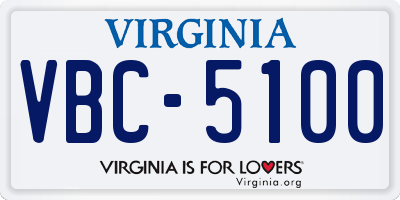 VA license plate VBC5100