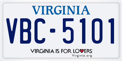 VA license plate VBC5101