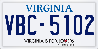 VA license plate VBC5102
