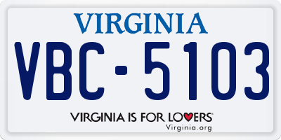 VA license plate VBC5103