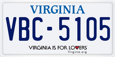 VA license plate VBC5105