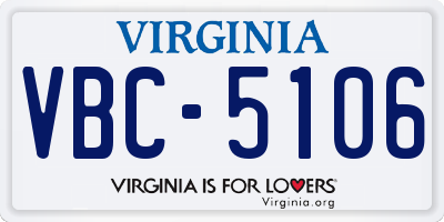 VA license plate VBC5106