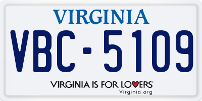 VA license plate VBC5109