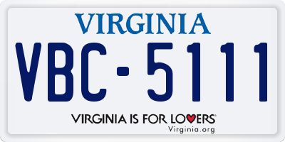 VA license plate VBC5111