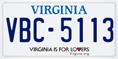 VA license plate VBC5113