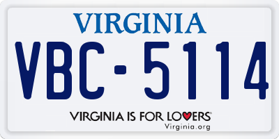 VA license plate VBC5114