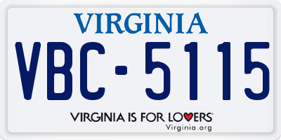 VA license plate VBC5115