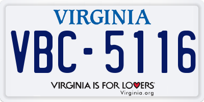 VA license plate VBC5116