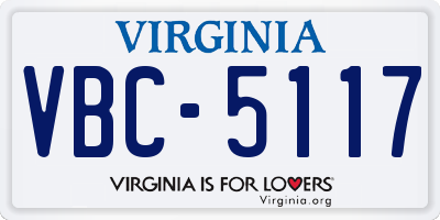 VA license plate VBC5117