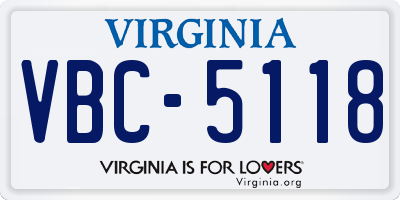 VA license plate VBC5118