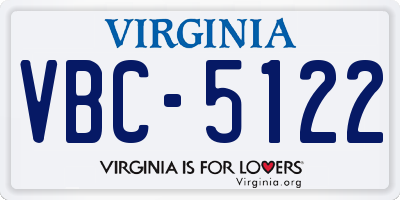 VA license plate VBC5122