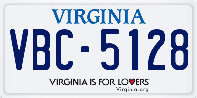 VA license plate VBC5128