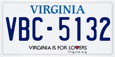VA license plate VBC5132