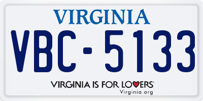 VA license plate VBC5133
