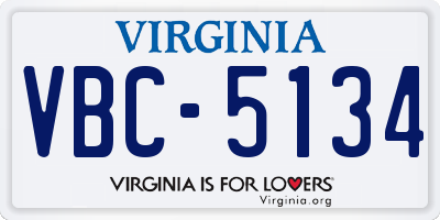 VA license plate VBC5134