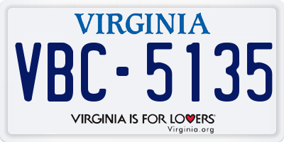 VA license plate VBC5135