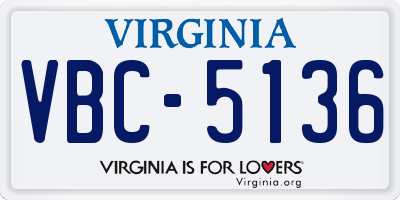 VA license plate VBC5136