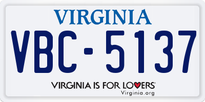 VA license plate VBC5137