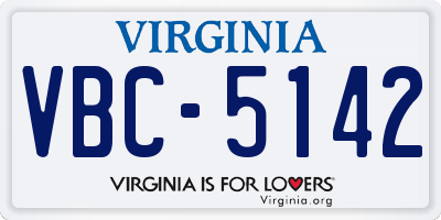 VA license plate VBC5142