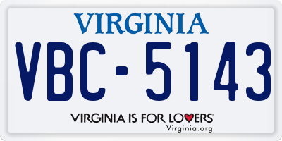 VA license plate VBC5143
