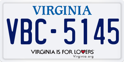 VA license plate VBC5145