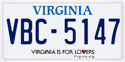 VA license plate VBC5147