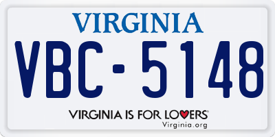 VA license plate VBC5148