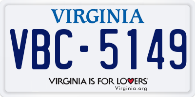 VA license plate VBC5149