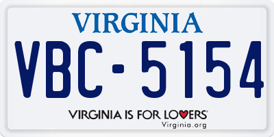 VA license plate VBC5154