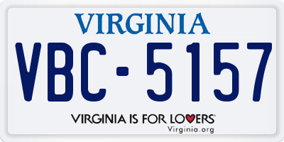 VA license plate VBC5157